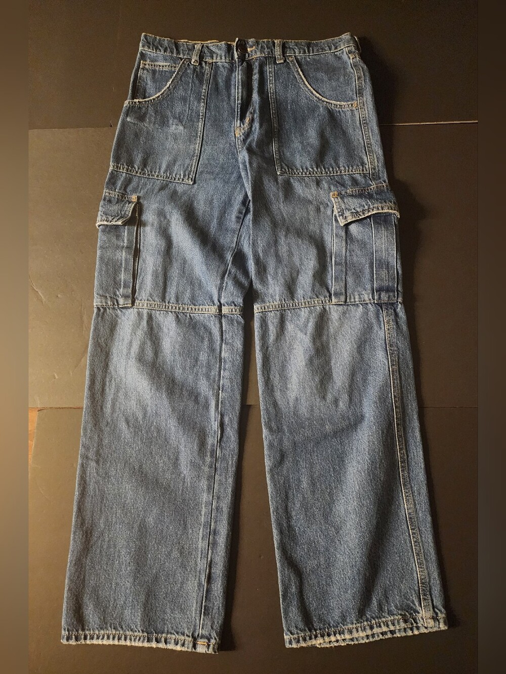 Zara Wide Leg Cargo Blue Jeans, Women's Size 8, Preowned Good, Skater?, Boho?